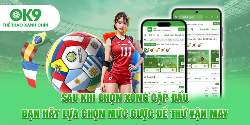Sau khi chọn xong cặp đấu, bạn hãy lựa chọn mức cược để thử vận may