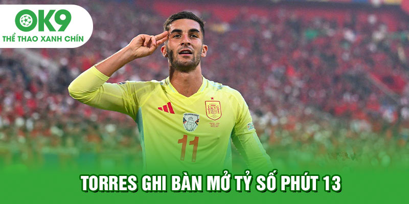 Torres ghi bàn mở tỷ số phút 13 trong trận Tây Ban Nha vs Albania
