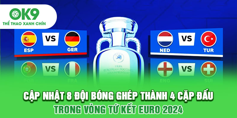 Cập nhật 8 đội bóng ghép thành 4 cặp đấu trong vòng tứ kết Euro 2024